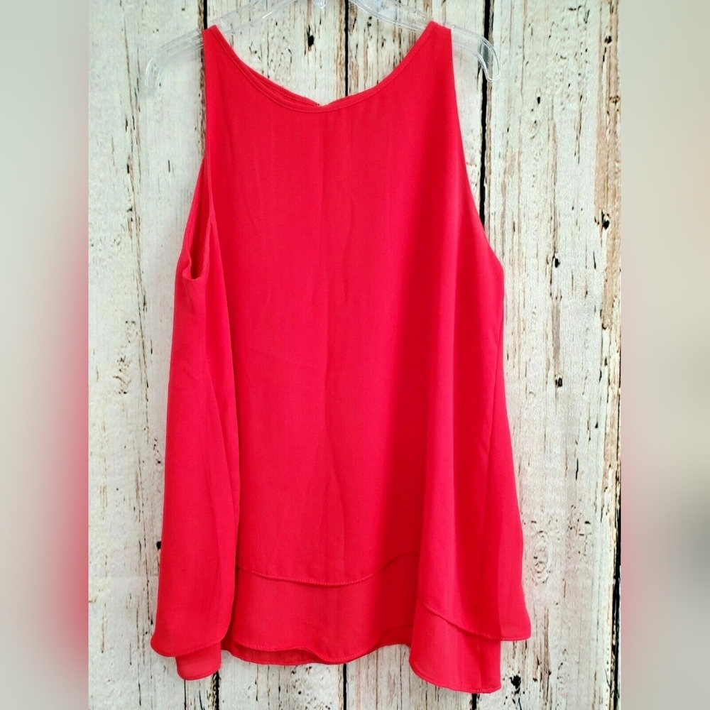 Saint Tropez West Coral Red Sleeveless Blouse